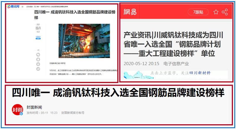 媒體廣泛關(guān)注集團(tuán)釩鈦科技入選“鋼筋品牌計(jì)劃——重大工程建設(shè)榜樣”(圖3)